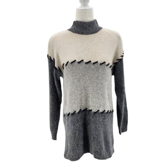 Vintage Chamonix Petite Womens PS Sweater Silk Angora Lambswool Relaxed Fit Gray - Picture 8 of 8